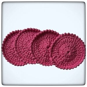 Eco-Friendly Cotton Reusable Face Scrubby Set of 4-Pink